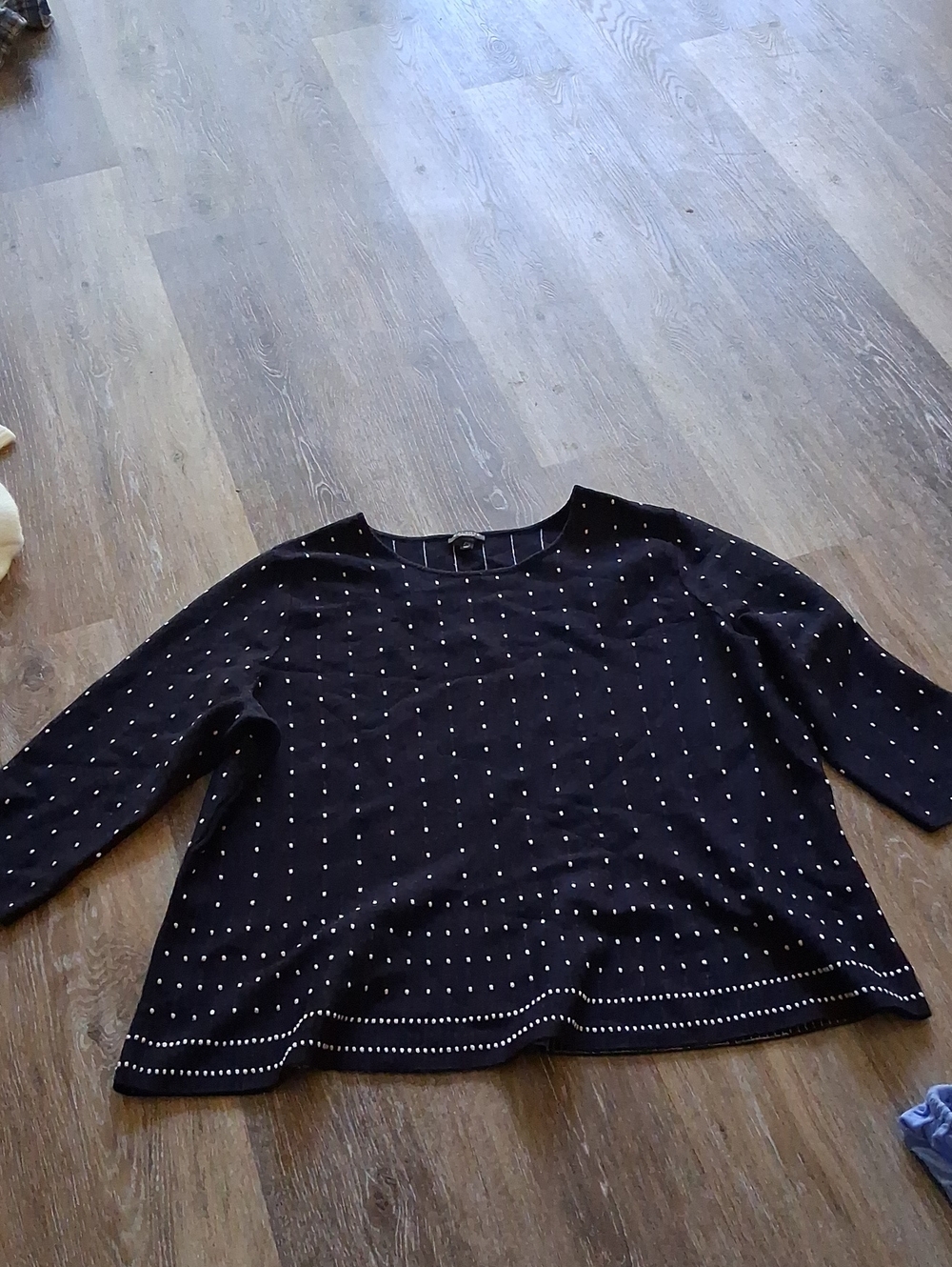 Talbots Black Dot-Pattern Crewneck Sweater